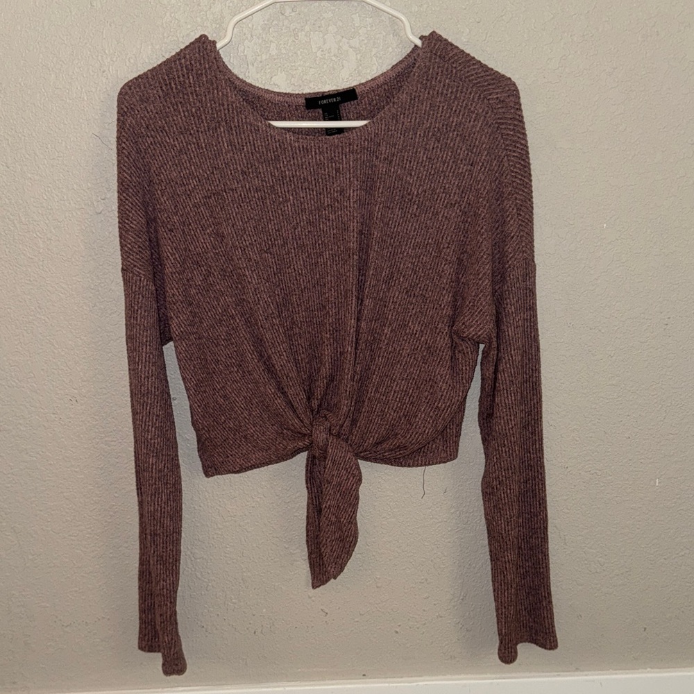 Forever 21 Dusty Pink Tie-Front Crop Top